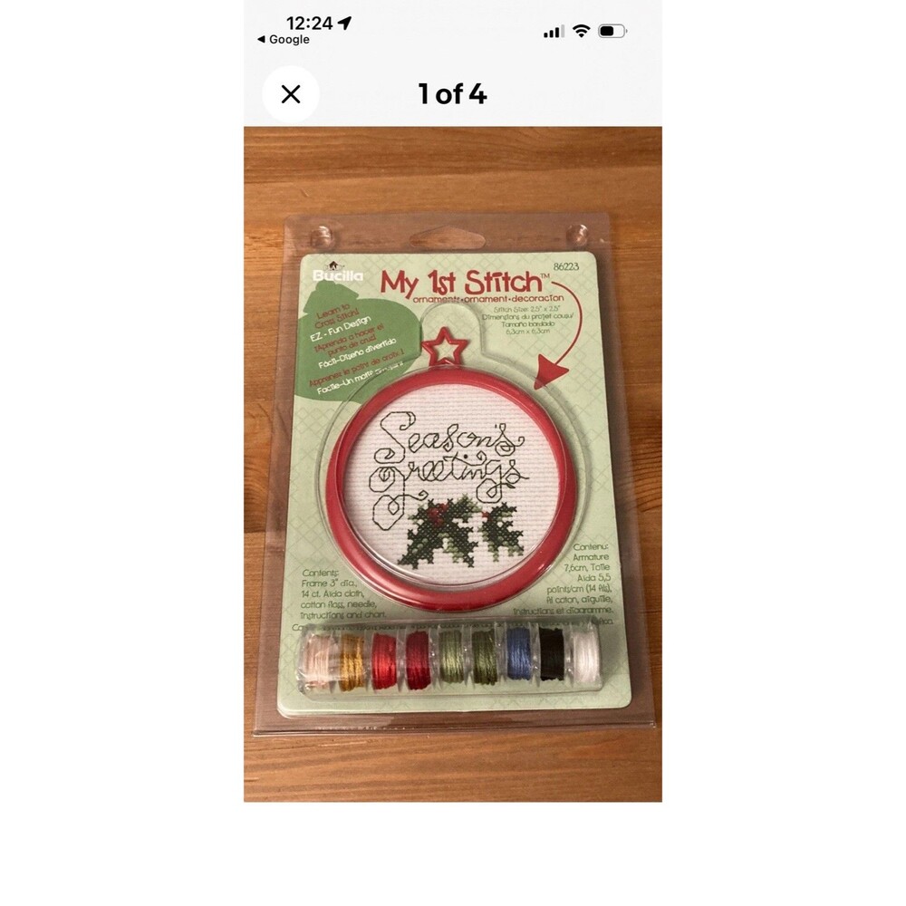 Bucilla My 1st Stitch Christmas Cross Stitch Ornament Kit New Beginner Children
